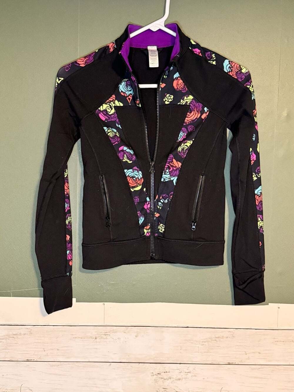 Ivivva by Lululemon Girls Size 8 Perfect Your Practice Full Zip Jacket Floral